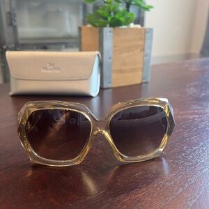 Swarovski Oversized Geometric Sunglasses Champagne Crystal Brown Gradient Lens